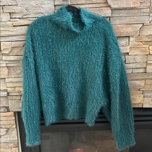 Cozy Teal Fuzzy Sweater